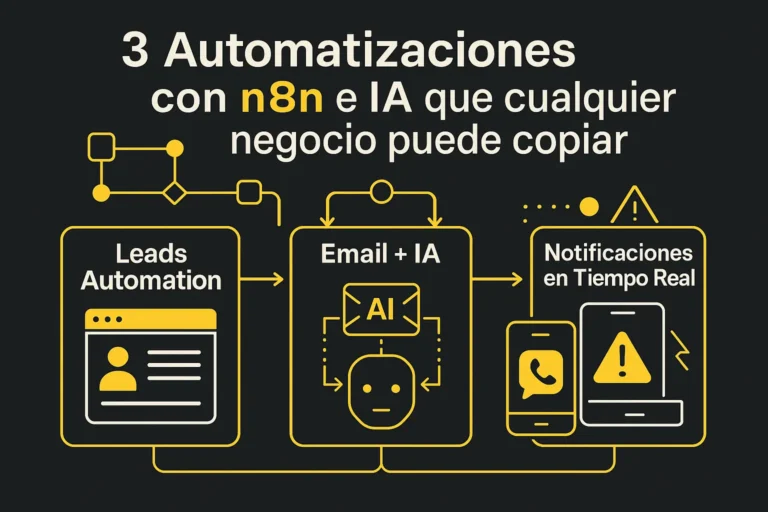 3 automatizaciones con n8n e IA que cualquier negocio puede copiar (y cuánto tiempo ahorran)