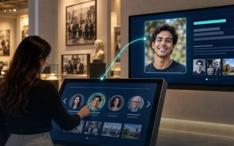 Experiencia interactiva de reconocimiento: kiosco con pantalla táctil para museos y halls of fame